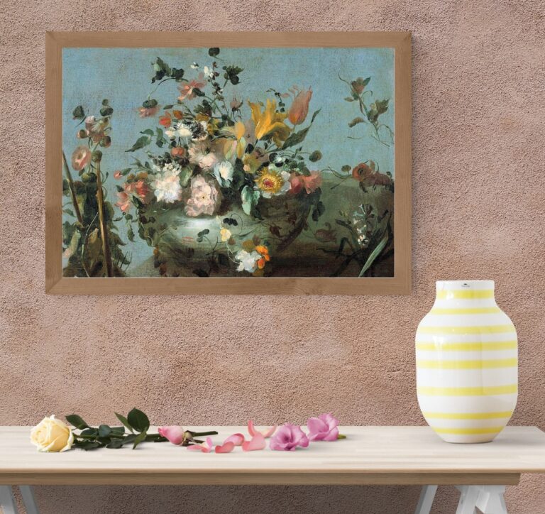 Free printable wall art in a cozy living room.