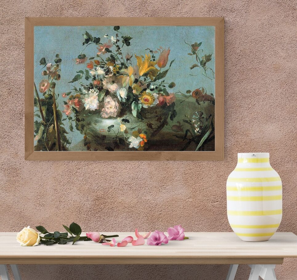 Free printable wall art in a cozy living room.